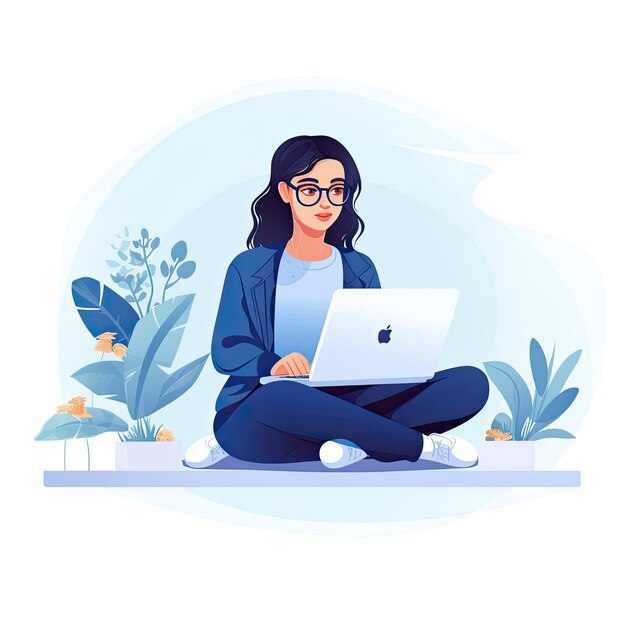 Donna freelance che lavora al portatile a casa freelance lavoro remoto freelance illustrazione vettoriale