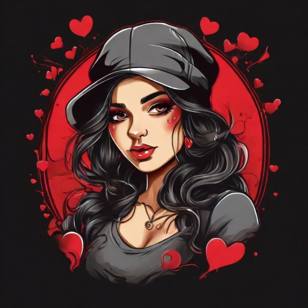 donna gangster valentine design per maglietta tessile tatuaggio logo ecc