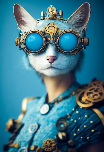 Donna gatto Steampunk con gli occhiali