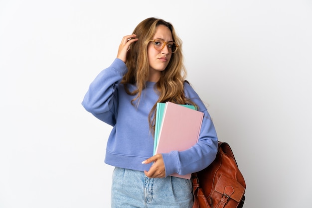 Donna giovane studente isolata avendo dubbi