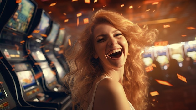 donna ha vinto al casinò nelle slot machine