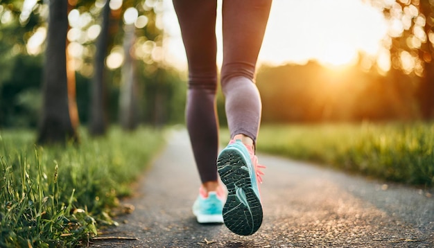 donna in abbigliamento atletico che corre gioiosamente al tramonto incarnando salute e vitalità