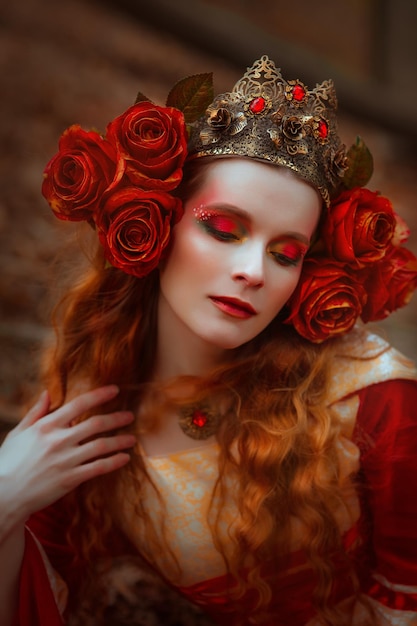 Donna in abito medievale rosso