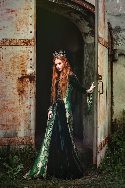 Donna in abito medievale verde