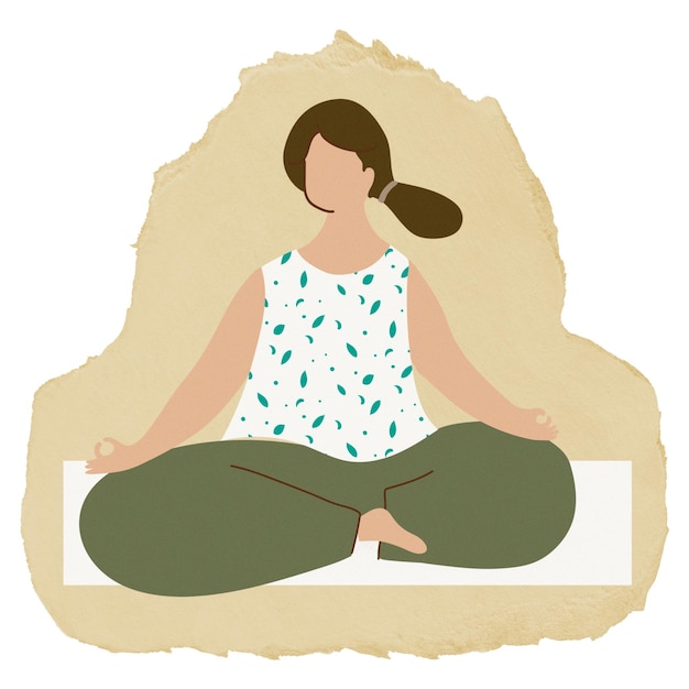 Donna in meditazione adesivo png carta strappata sfondo trasparente