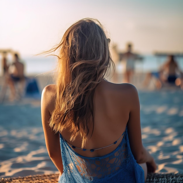 donna in spiaggia con cappello