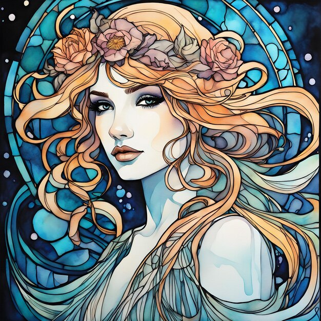 Donna in stile Art Nouveau