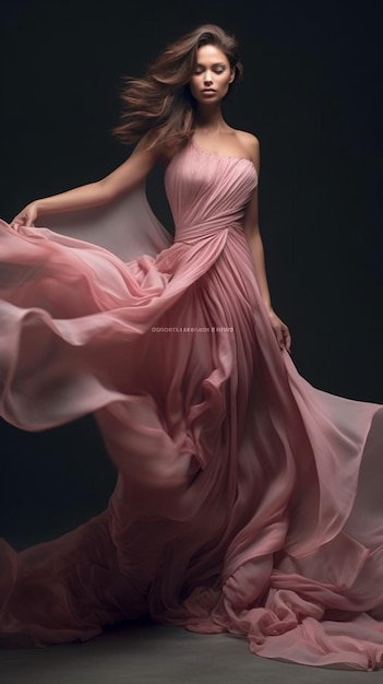 Donna in un vestito rosa