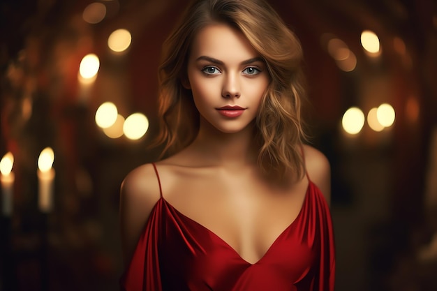 Donna in un vestito rosso