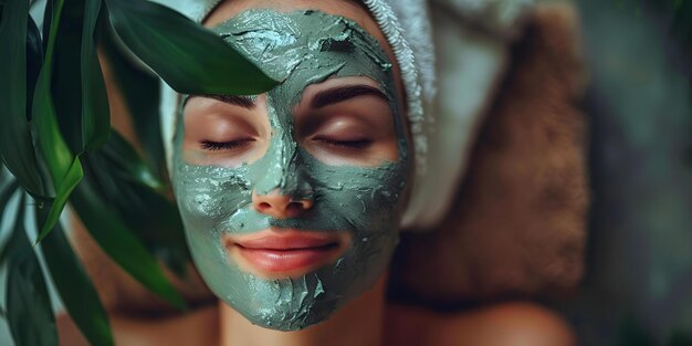 Donna in una spa che si gode di un trattamento di maschera di fango ringiovanente Concept Spa Maschera di Fango Rilassamento Trattamento di bellezza Selfcare