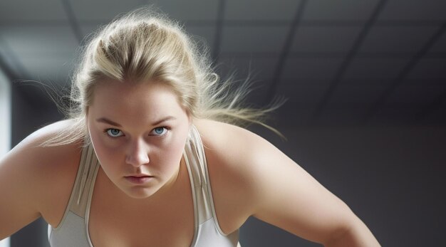 Donna in vestiti di esercizio di yoga facendo flessioni