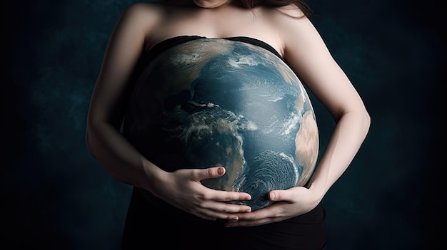 Donna incinta che tiene la terra nel suo ventre