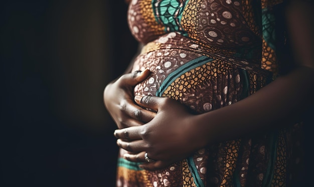 donna incinta con le mani sulla pancia una nuova mamma IA generativa