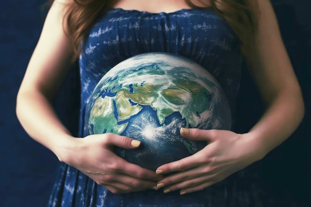 Donna incinta con un globo al posto di una pancia