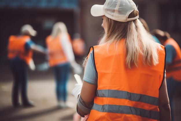 Donna irriconoscibile che fa volontariato presso un ente di beneficenza locale che aiuta i bisognosi