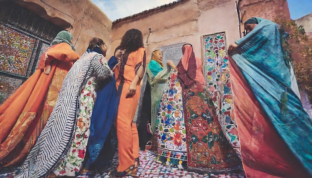 Donna marocchina che indossa un velo tradizionale