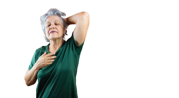 Donna Matura Sorridente Del Giorno Della Donna Con I Capelli Grigi Isolati