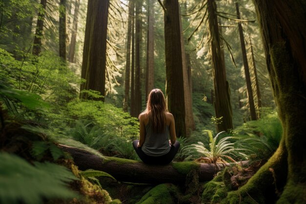 Donna meditare foresta salute rilassarsi generare Ai
