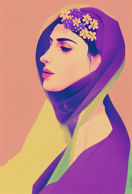 Donna musulmana in hijab Ritratto di una giovane ragazza araba in abito tradizionale