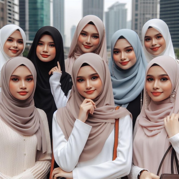 Donna musulmana in hijab riunita in città
