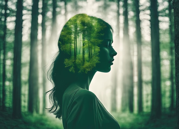 donna nell'illustrazione fotorealistica originale della forestadonna nell'illustrazione fotorealistica originale della foresta