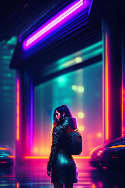 donna nella città al neon