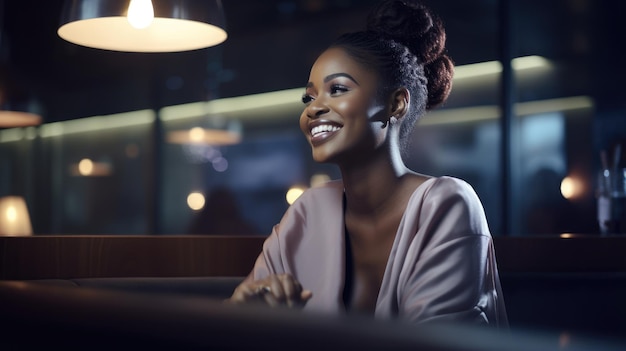 Donna nera africana nella serata delle donne al bar