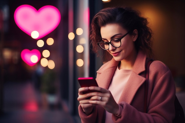 Donna online app di tecnologia telefonica sorriso amore