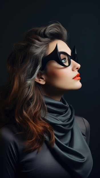 Donna pipistrello di Halloween con gli occhiali
