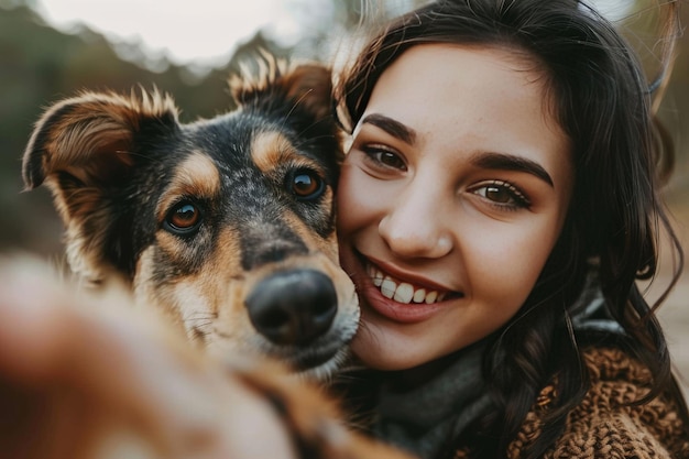 Donna scatta una foto al suo cane