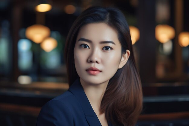 Donna spazio fiducioso ufficio aziendale business ritratto donna d'affari asiatica copia felice conferenza IA generativa