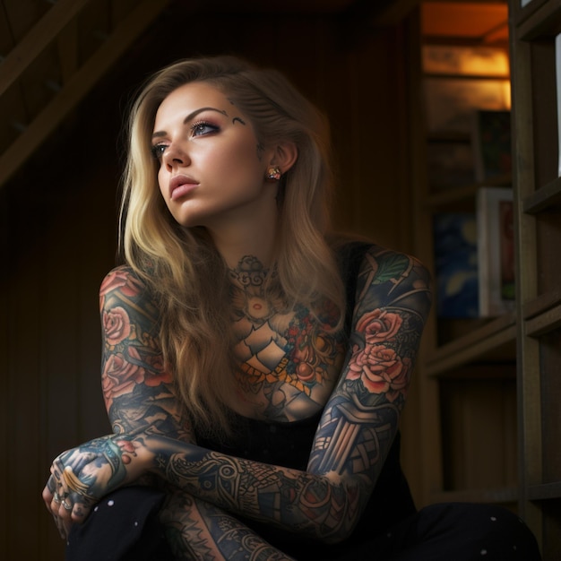 donna tatuata