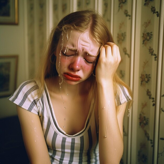 donna triste che piange