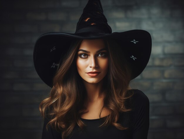 Donna vestita da strega per Halloween