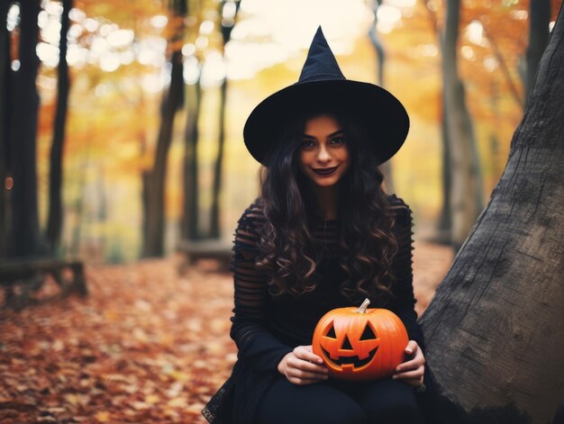 Donna vestita da strega per Halloween