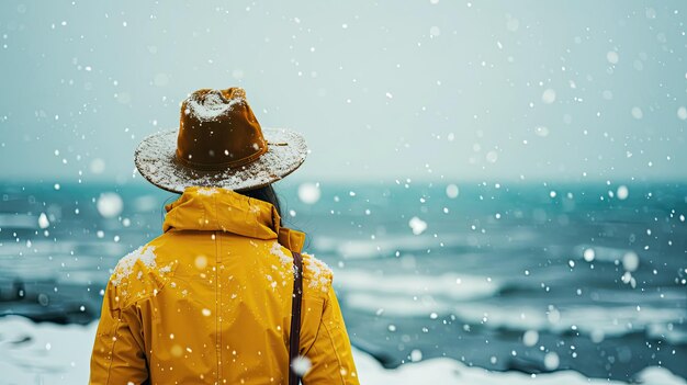 donna viaggiatrice che indossa un cappello e una giacca d'epoca