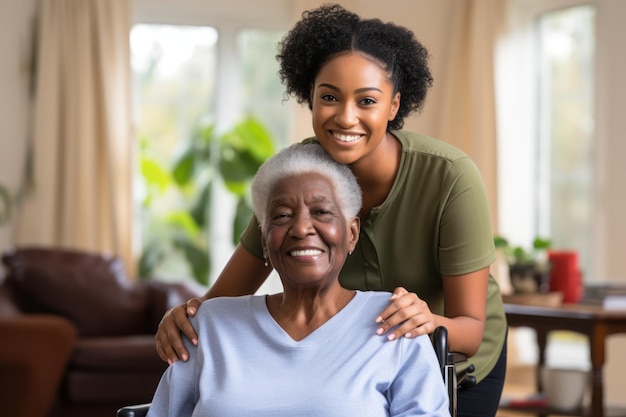 Donne anziane felici assistite dall'assistente IA generativa