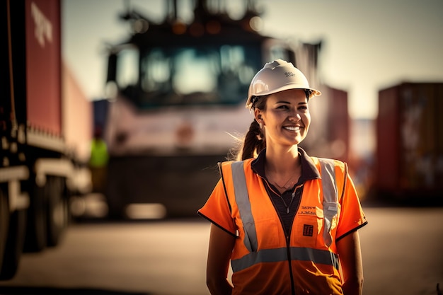 Donne che lavorano con giubbotto catarifrangente Ai generato