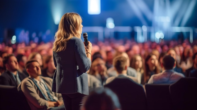 Donne che parlano davanti al pubblico