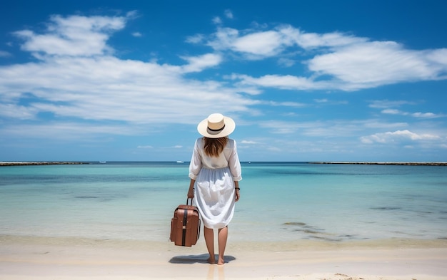 Donne che si rilassano sulla spiaggia per le vacanze estive viaggiano IA generativa