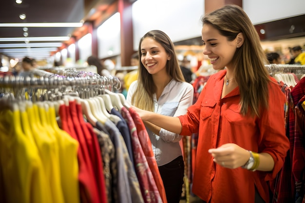 Donne colombiane acquistano vestiti in un grande magazzino Stile di vita del centro commerciale colombiano