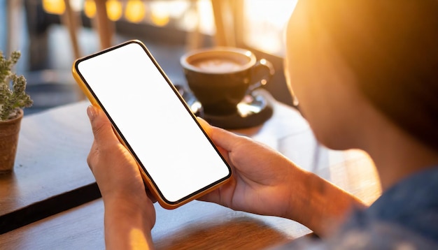 Donne con il telefono cellulare in mano in un caffè che raffigura la connettività moderna e l'uso della tecnologia