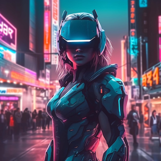 Donne cyberpunk in città Ai Generation