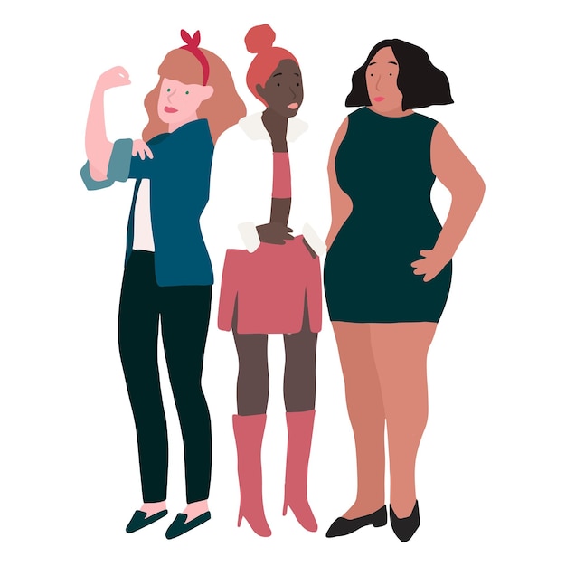 Donne femministe illustrazioni adesive png sfondo trasparente