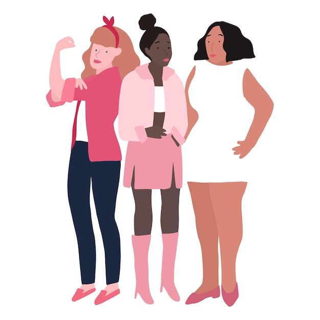 Donne femministe illustrazioni adesive png sfondo trasparente