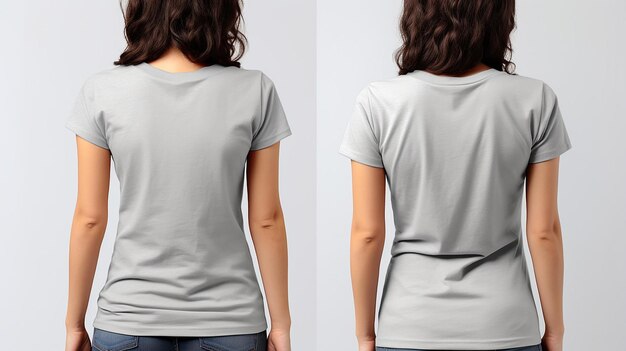 donne grigie T shrit mockup mockup sfondo bianco