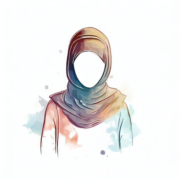 Donne Hijab Acquarello Arte Generativa AI