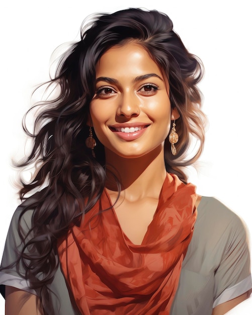 Donne indiane sorridenti nello stile dell'illustrazione