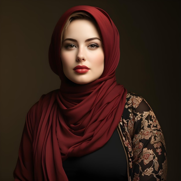 Donne musulmane business hijab moda rosso e trucco