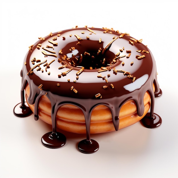 Donut al cioccolato con fili di zucchero e topping immagine generata dall'AI